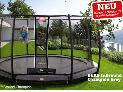 Berg Inground Champion 380 grau mit Sicherheitsnetz Deluxe